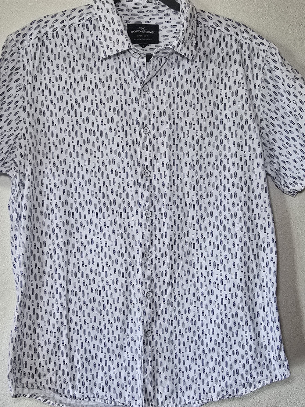 Rodd & Gunn White Short-Sleeve Button-Down Shirt Mens Sz Lg